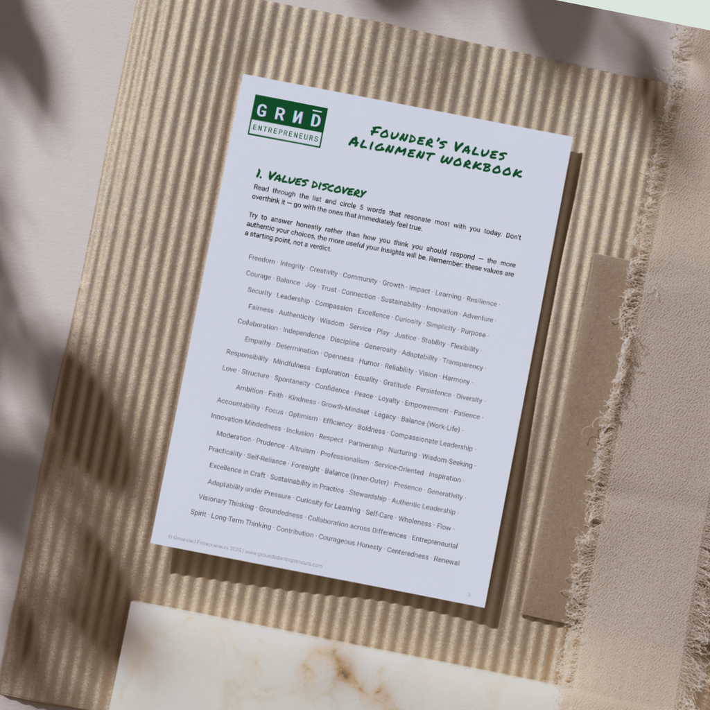 Founder's Values Alignment Workbook - Digital Download